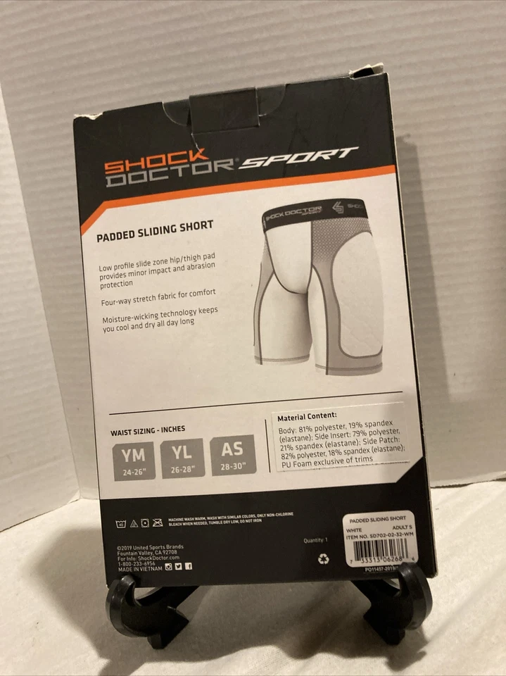 Nuevo Shock Doctor Deporte Acolchado Deslizante Corto Adulto Pequeño Béisbol Softbol Foto 2 de 2
