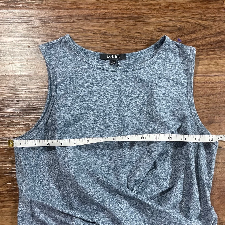 Camisa corta ZOBHA Twist Frontal Sin mangas Yoga para mujer talla grande azul Foto 3 de 4