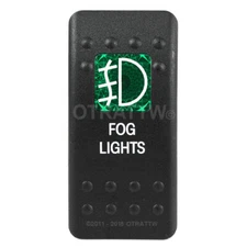 OTRATTW Carling Technologies Contura II Rocker Switch, FOG LIGHTS, GREEN LENS