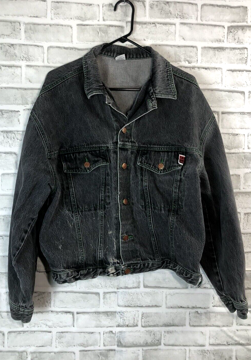 vintage 90's cross colours jacket Black Denim Distressed vintage 90's cross colours jacket Black Denim Distressed