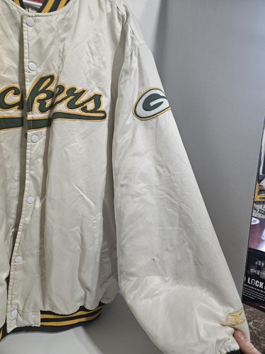 Vintage Reebok XL White Green Bay Packers Windbreaker Jacket With Snaps - Picture 11 of 15