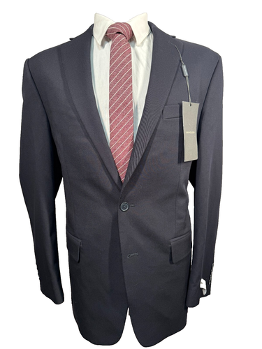 NEW VAN HEUSEN Mens Navy Blue STRETCH ATHLETIC FIT Sport Coat Blazer Jacket 42L - 第 1/10 張圖片