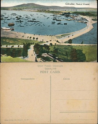 Gibraltar Vintage Postcard Neutral Ground Panorama Panoramic View 1910