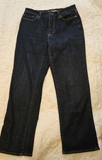 Lands End High Rise Straight Leg Dark Wash Denim Jeans Women US 10