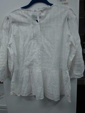 Crew Clothing Company Women's White Top Size 12 Floaty Lined Cotton