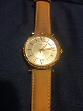 Fossil Watch rose gold/pink Leather Band Cubic Zirconia ES4484