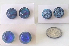 dichroic glass post stud earrings 3 pair fused hand made crafted