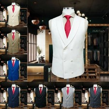 Slim Fit Men Double Breasted Vest Formal Waistcoat Groom Wedding Business Vest