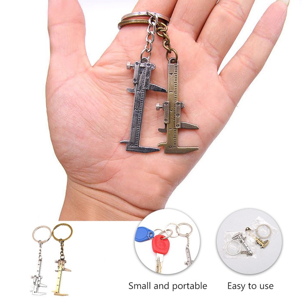 2Pcs Vernier Caliper Keyring Durable Zinc Alloy Mini Ruler Silver for ...