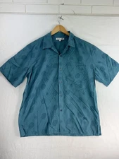 JW Anderson Uniqlo Shirt Mens Large Blue Button Up Badminton Racket Print Pocket