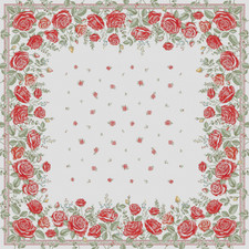 French Provencal Jacquard Woven Heavy Tablecloth Rose 57X57 Made in France