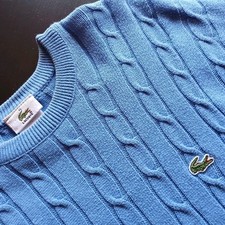 vtg lacoste cable knit sweater mens xl 90's made in france rare preppy college