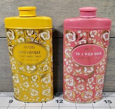 Vintage Avon Honeysuckle & To A Wild Rose Perfumed Talc With Product 2.75oz