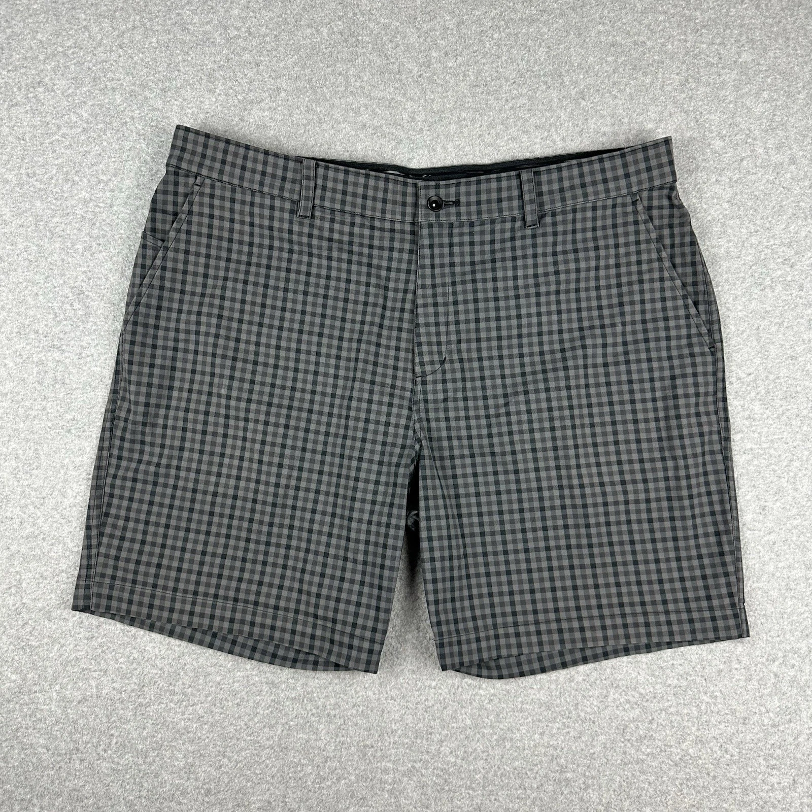 Nike Dri-Fit Mens Performance Chino Golf Shorts Size 40 Grey Plaid Stretch Waist