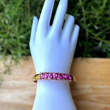 Bracelet Pink Sapphire 14k Yellow Gold Over Pear Cut Lab Created 4.00 Ct