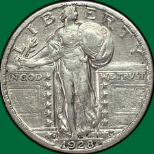 1928-S Standing Liberty Quarter Almost Uncirculated AU Coin #32811