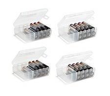  Set of 4 - Two AA and Two AAA Battery Storage Box, Battery Storage AA - AAA