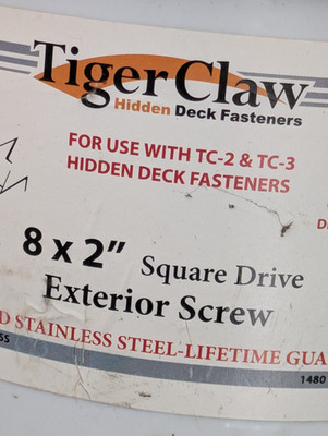Tiger Claw Exterior Stainless Steel Fasteners 1,480  Square Drive 8x2 Screws