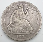1861 S Seated Liberty Half Dollar 50c Rare Civil War & San Francisco Mint VF+
