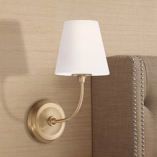 Crystorama Sylvan 13 3/4" Vibrant Gold White Glass Shade Wall Sconce - Picture 1 of 8