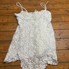 Clich  White Lace Slip Chemise Babydoll Lingerie Top Camisole Large