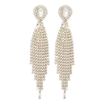 Bow Earrings for Women Gifts for Christmas Gold Rhinestone Earrings Dangle  - 03
