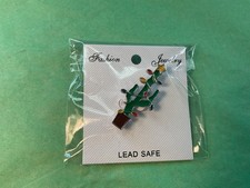 Arizona Saguaro CHRISTMAS TREE CACTUS w/ X-MAS LIGHTS ENAMEL &amp; SIVLER BROOCH PIN