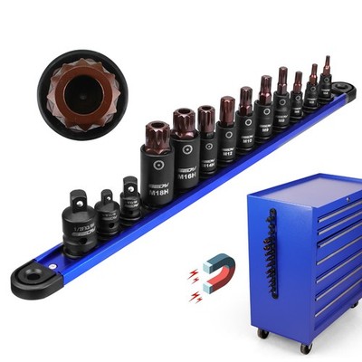 13PC Triple Square Spline Bit Socket Set M4-M8 Adapters 1/4 3/8 1/2 S2 Steel