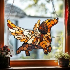 Dachshund Memorial Suncatcher: Acrylic Dog With Wings, Loss Gift