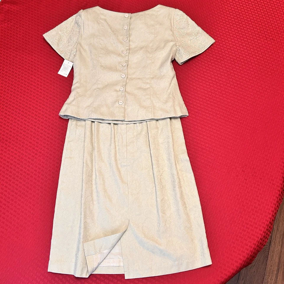 Juego de vestido vintage de dos piezas Sarah Elizabeth Petite talla 8. Top bordado. Nuevo con etiquetas Foto 3 de 4