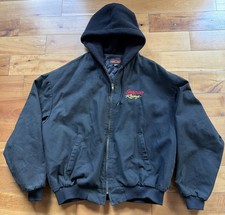 Vntg USA Snap On Racing Canvas Fleece Hooded Full Zip Black Jacket Mens Size XL