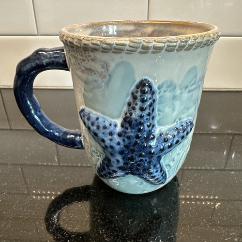 Cracker Barrel Sirena Stella Marina Costa Piatto Tazza Set Goffrato Conchiglia Blu - Foto 15 di 18
