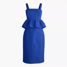 NWT J. Crew Classic Peplum Cocktail Dress in Classic Faille | Cobalt Blue | 6