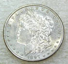 1897 S Morgan Silver Dollar AU/BU Nice Luster coin in saflip #P323