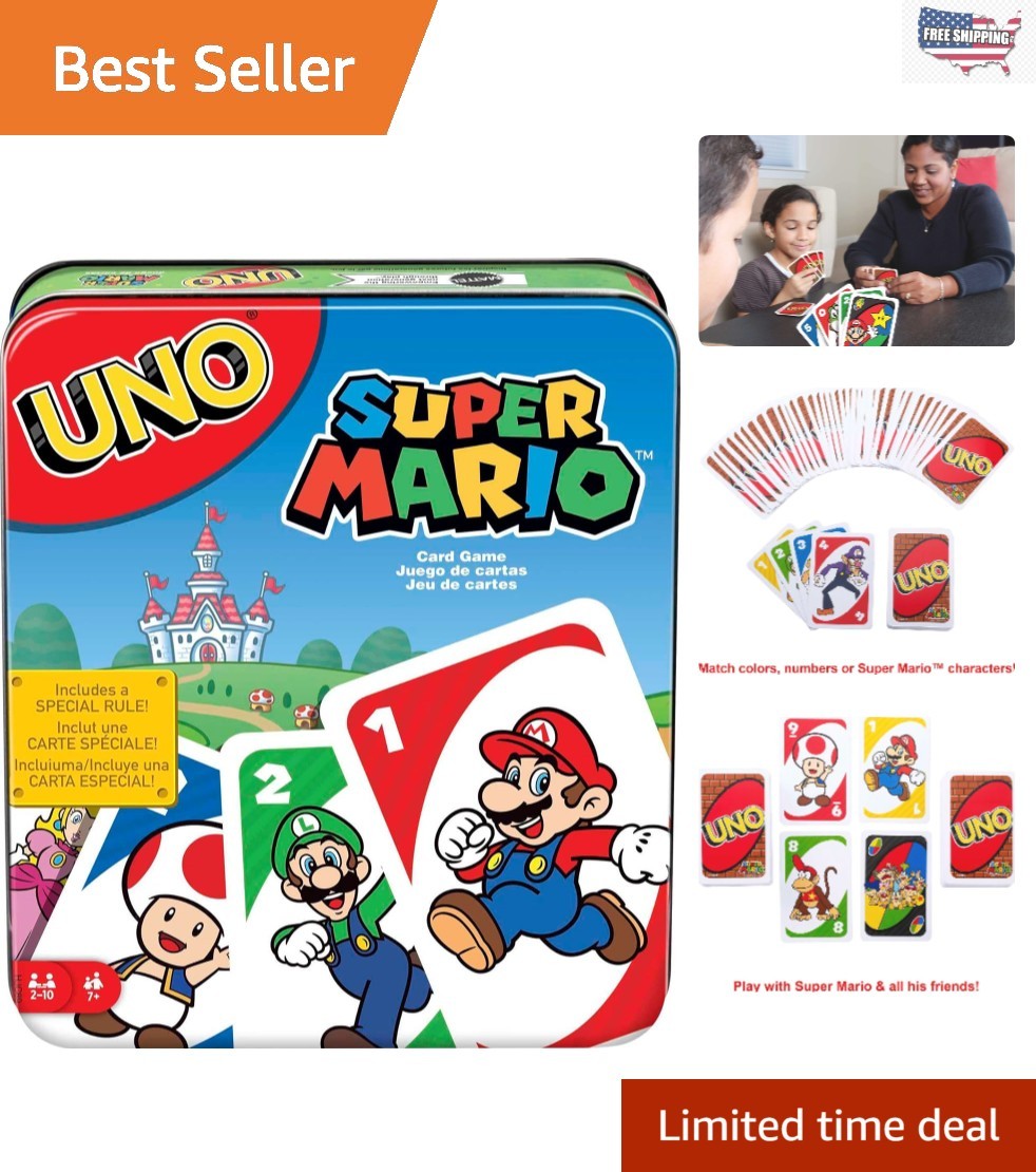 Juego Edición Especial UNO Super Mario - 112 Cartas con Tarjeta Super Star Incluida