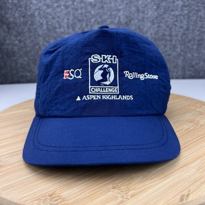 Vintage Ski Challenge Aspen Highlands Hat Cap Snapback Blue ESQ Rolling Stone