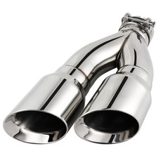 Exhaust Tip 3.0 Inlet 4.0 Outlet 16 Long Dual Slant Polished Stainless Steel