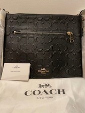 COACH signature shoulder bag leather unisex