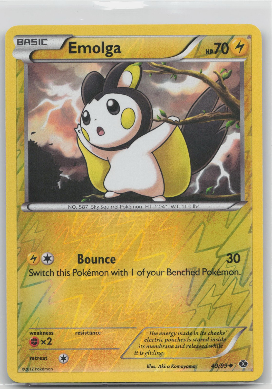 Emolga Uncommon Lightning Next Destinies 49/99 LP 2012 Akira Komayama Reverse Ho