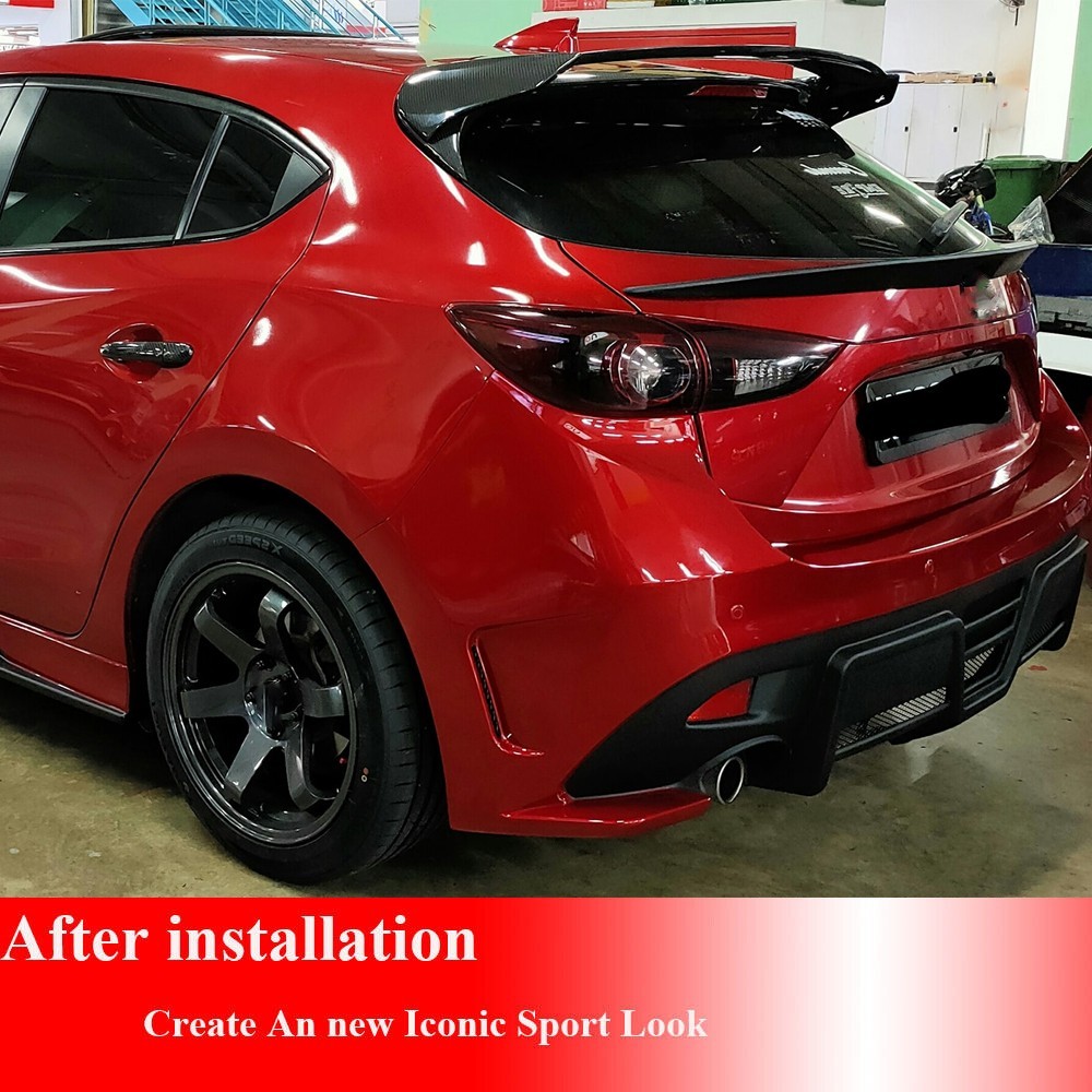 asa1122 GLOSSY BLACK Rear Roof Spoiler Lip Wing For Mazda 3 Axela Sport