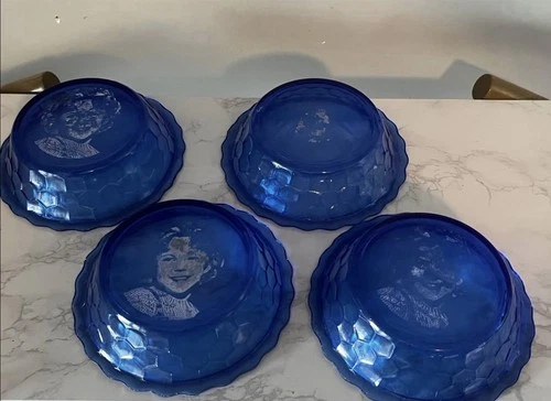 Shirley Temple Cobalt Blue Depression Glass Cereal Bowl Hazel Atlas 1930's- 4