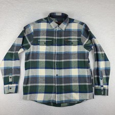 ORVIS Shirt Mens XL Blue Green Gray Plaid Heavyweight Soft Flannel Button Up