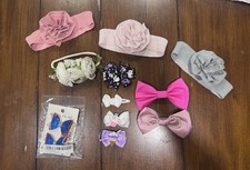 Mixed lot of NWT  lightly worn baby girl bows  headbands bundle random brands