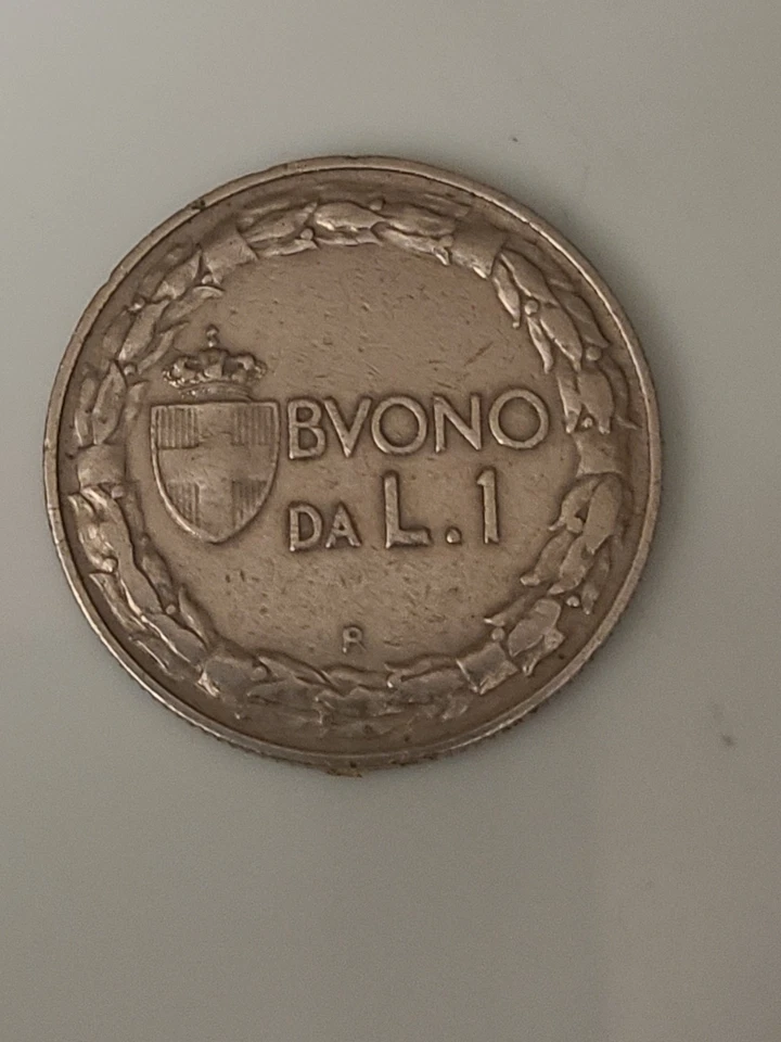 意大利 1922-R 镍 1 里拉硬币,Vittorio Emanuele III。 — 第 2/2 张图片