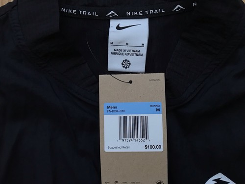 Size Medium Mens Nike Trail Aireez Running Hiking Packable Vest Black FN4004-010 - Picture 5 of 5