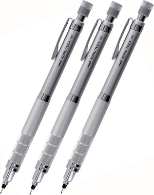 Uni Kuru Toga Roulette Auto Mechanical Pencil, 0.5Mm, Gun Metallic Silver, Pack