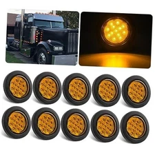2.5 Inch Round LED Marker Lights 13 LED w/Reflectors, 10Pcs 2.5" Round Amber