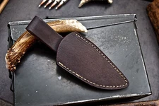 CFK Handmade HIGH QUALITY Brown Leather Right Hand Vertical Belt Knife Sheath 17