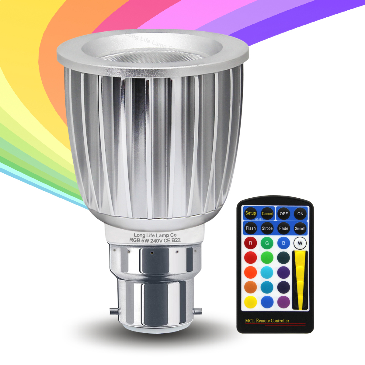 LED RGB Colour Changing LED Light Bulb Remote Controlled 5W Light Bulb