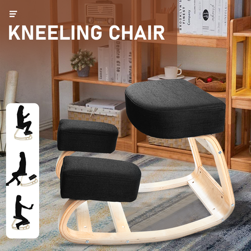 Thicken Ergonomic Kneeling Chair Wooden Rocking Kneel Stool Posture